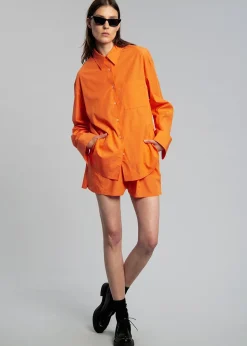 The Frankie Shop Lui Cotton Shirt Tangerine Sale