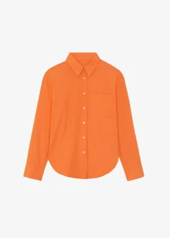 The Frankie Shop Lui Cotton Shirt Tangerine Sale