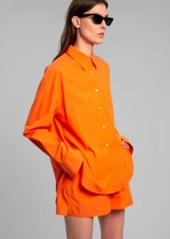 The Frankie Shop Lui Cotton Shirt Tangerine Sale