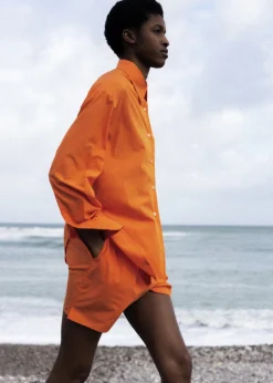 The Frankie Shop Lui Cotton Shirt Tangerine Sale