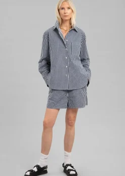 The Frankie Shop Lui Cotton Shirt Navy Stripe Online