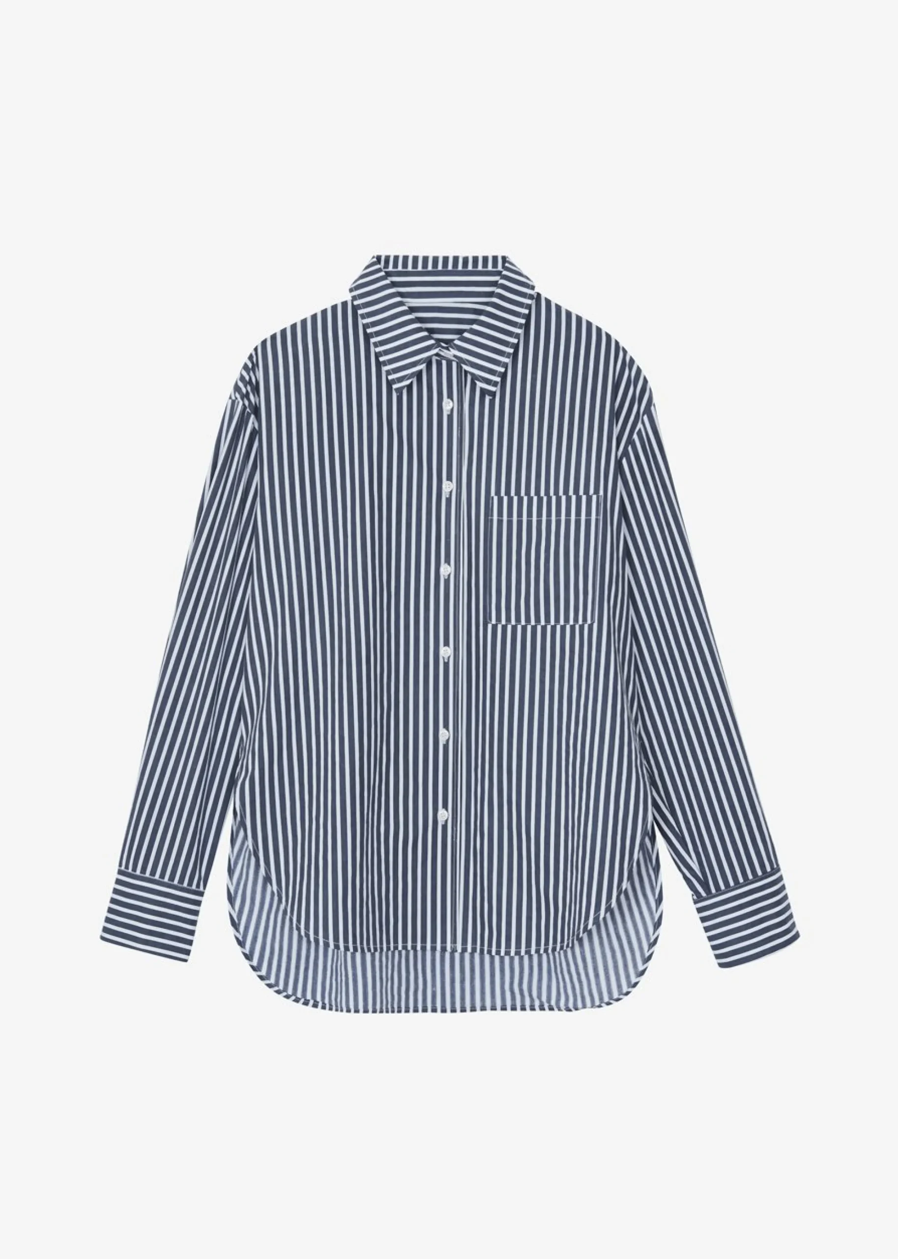 The Frankie Shop Lui Cotton Shirt Navy Stripe Online