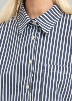 The Frankie Shop Lui Cotton Shirt Navy Stripe Online