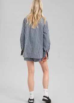 The Frankie Shop Lui Cotton Shirt Navy Stripe Online