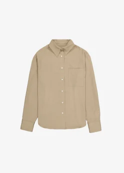 The Frankie Shop Lui Fluid Pinstripe Shirt Camel New