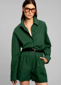 The Frankie Shop Lui Organic Cotton Boxer Short Hunter Green Sale
