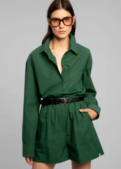 The Frankie Shop Lui Organic Cotton Boxer Short Hunter Green Sale