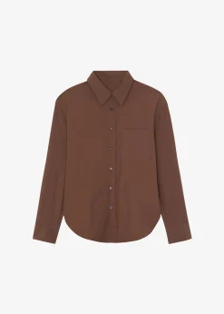 The Frankie Shop Lui Organic Cotton Shirt Chocolate New