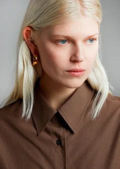 The Frankie Shop Lui Organic Cotton Shirt Chocolate New