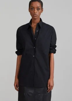 The Frankie Shop Lui Organic Cotton Shirt Black Best