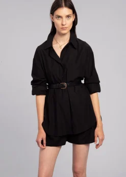 The Frankie Shop Lui Organic Cotton Shirt Black Best