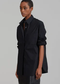 The Frankie Shop Lui Organic Cotton Shirt Black Best