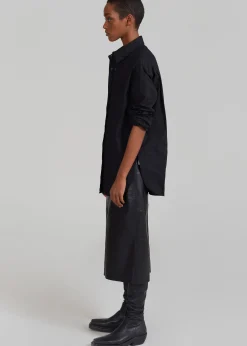 The Frankie Shop Lui Organic Cotton Shirt Black Best
