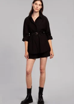The Frankie Shop Lui Organic Cotton Shirt Black Best