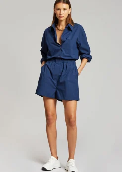 The Frankie Shop Lui Organic Cotton Shirt Navy Sale