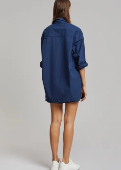 The Frankie Shop Lui Organic Cotton Shirt Navy Sale