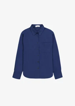The Frankie Shop Lui Organic Cotton Shirt Navy Sale