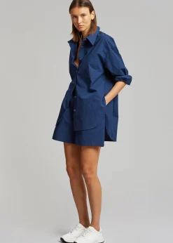 The Frankie Shop Lui Organic Cotton Shirt Navy Sale