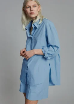 The Frankie Shop Lui Organic Cotton Shirt Blue Best