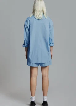 The Frankie Shop Lui Organic Cotton Shirt Blue Best