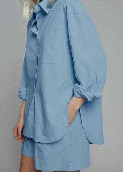 The Frankie Shop Lui Organic Cotton Shirt Blue Best