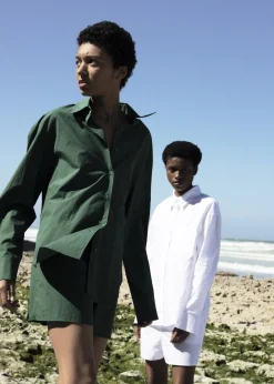 The Frankie Shop Lui Organic Cotton Shirt Hunter Green Best
