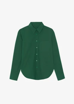 The Frankie Shop Lui Organic Cotton Shirt Hunter Green Best