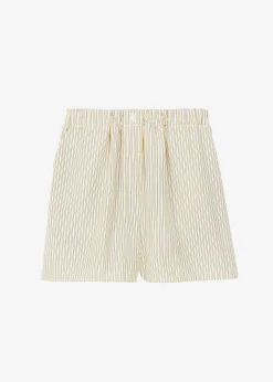 The Frankie Shop Lui Oxford Boxer Shorts Pale Yellow/Black Stripe Hot