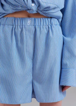 The Frankie Shop Lui Oxford Boxer Shorts Light Blue/Black Stripe Best