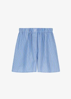 The Frankie Shop Lui Oxford Boxer Shorts Light Blue/Black Stripe Best