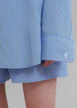 The Frankie Shop Lui Oxford Shirt Light Blue/Black Stripe Outlet