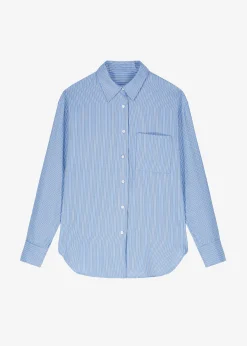 The Frankie Shop Lui Oxford Shirt Light Blue/Black Stripe Outlet