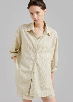 The Frankie Shop Lui Oxford Shirt Pale Yellow/Black Stripe