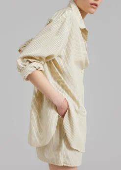The Frankie Shop Lui Oxford Shirt Pale Yellow/Black Stripe