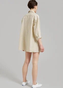 The Frankie Shop Lui Oxford Shirt Pale Yellow/Black Stripe