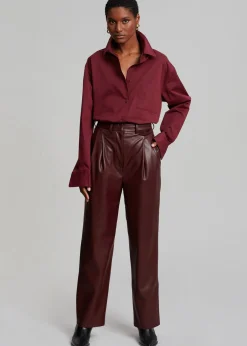 The Frankie Shop Lui Poplin Shirt Burgundy Discount