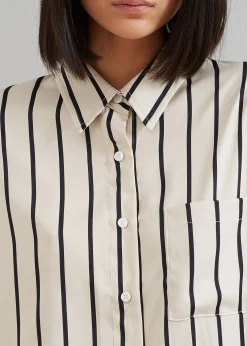 The Frankie Shop Lui Satin Shirt Black Stripe Discount