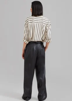 The Frankie Shop Lui Satin Shirt Black Stripe Discount