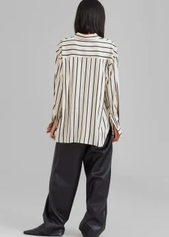 The Frankie Shop Lui Satin Shirt Black Stripe Discount