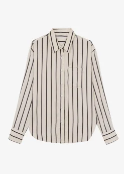 The Frankie Shop Lui Satin Shirt Black Stripe Discount