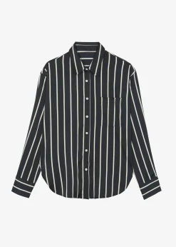 The Frankie Shop Lui Satin Shirt Beige Stripe Outlet