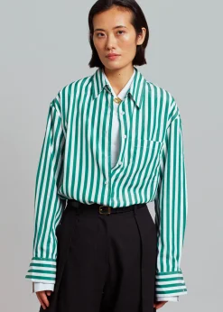 The Frankie Shop Lui Stripe Shirt Green Hot