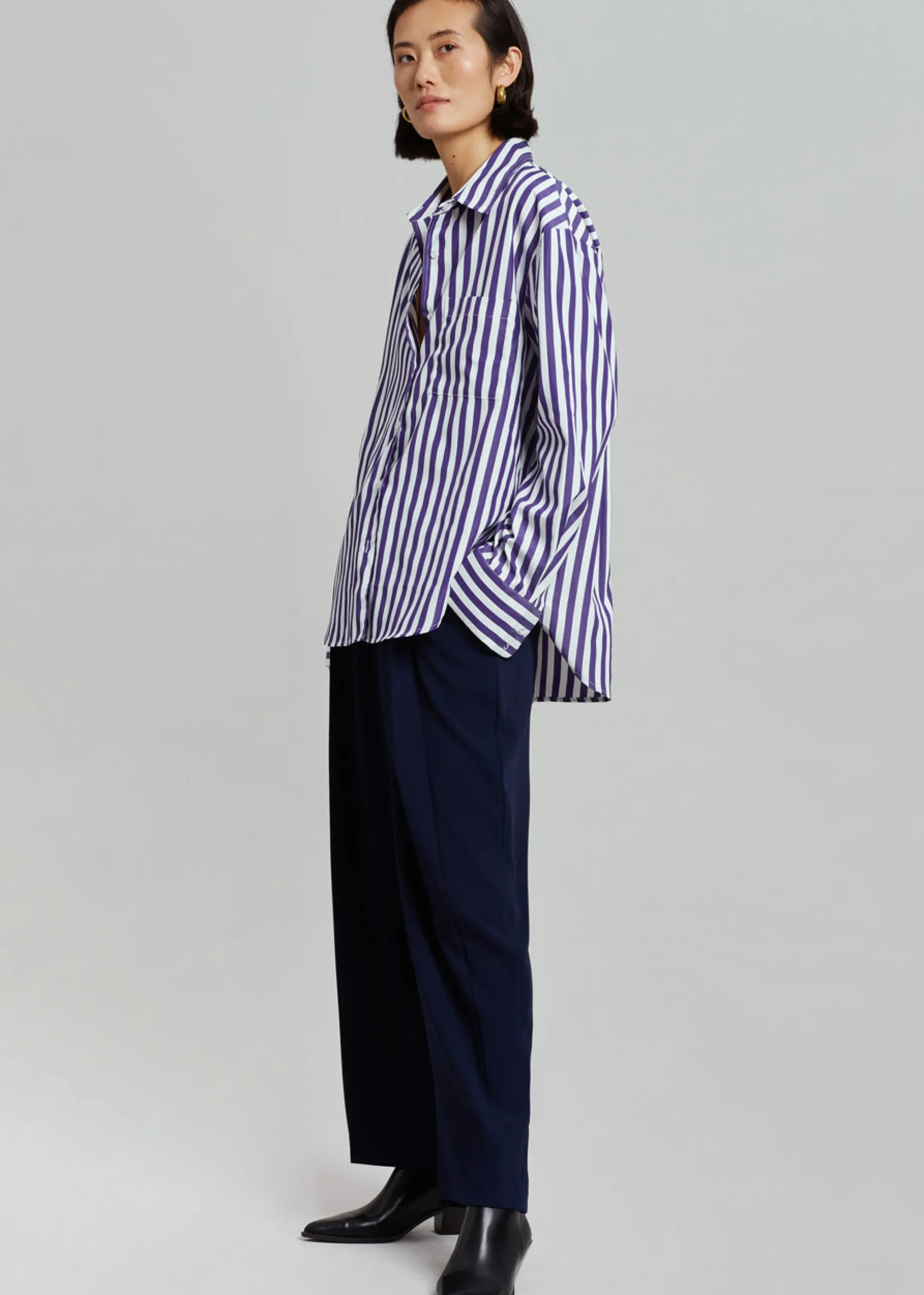 The Frankie Shop Lui Stripe Shirt Deep Blue Hot
