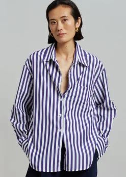 The Frankie Shop Lui Stripe Shirt Deep Blue Hot