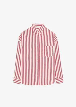 The Frankie Shop Lui Stripe Shirt Red Clearance