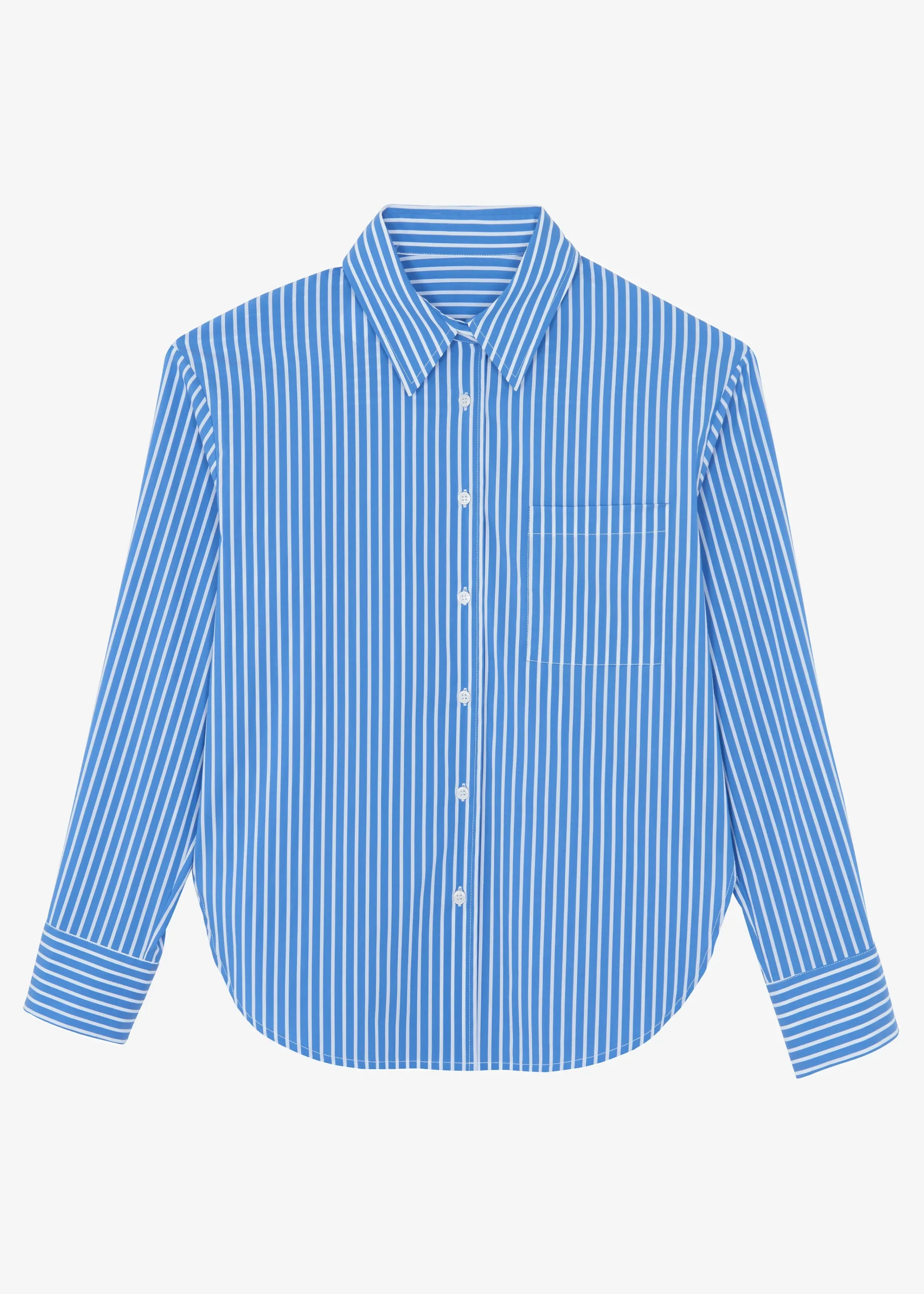 The Frankie Shop Lui Thin Stripe Shirt Medium Blue Stripe New