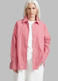 The Frankie Shop Lui Thin Stripe Shirt Red Stripe Outlet