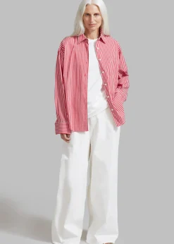 The Frankie Shop Lui Thin Stripe Shirt Red Stripe Outlet