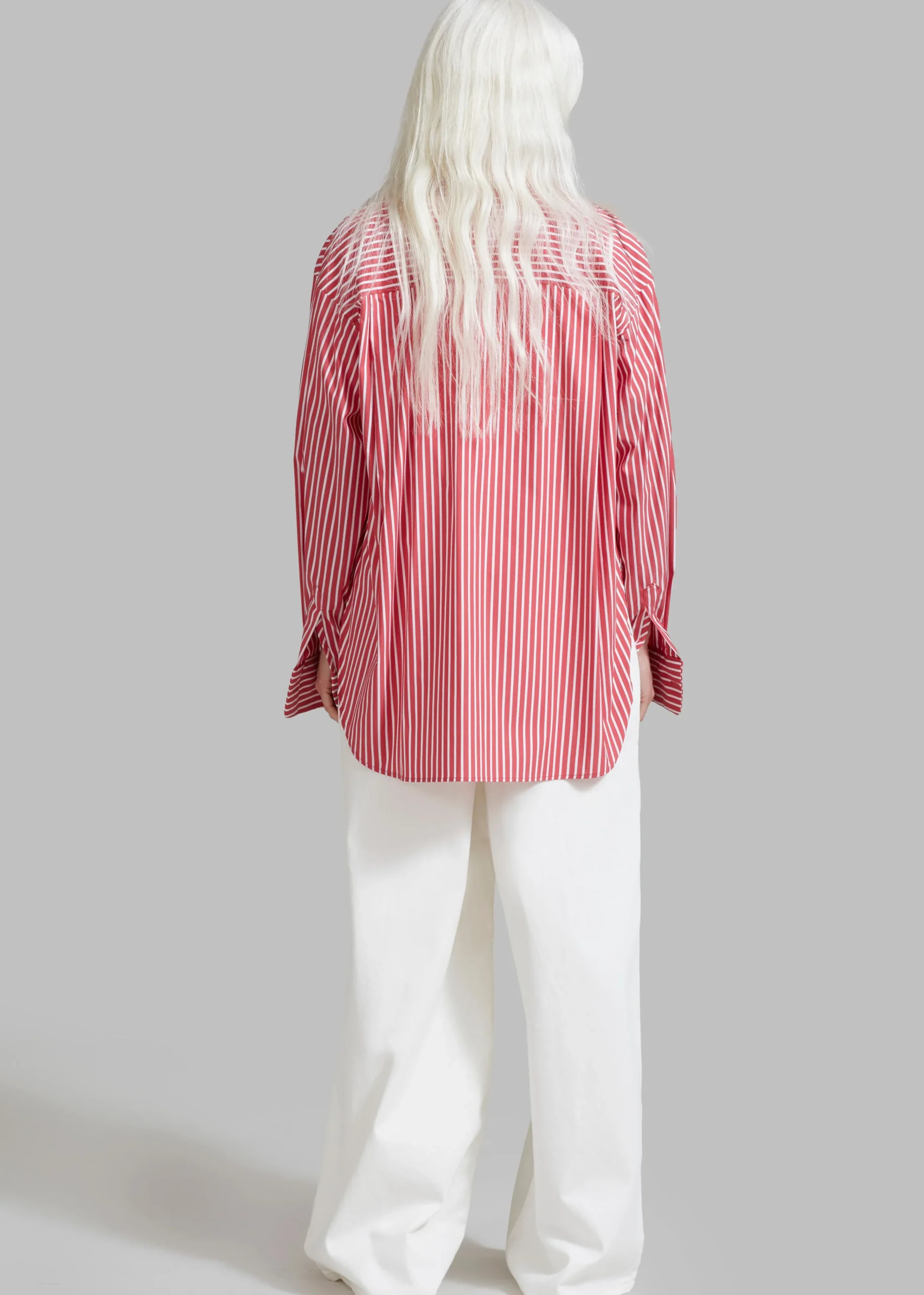 The Frankie Shop Lui Thin Stripe Shirt Red Stripe Outlet