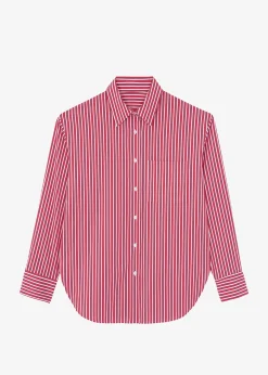 The Frankie Shop Lui Thin Stripe Shirt Red Stripe Outlet